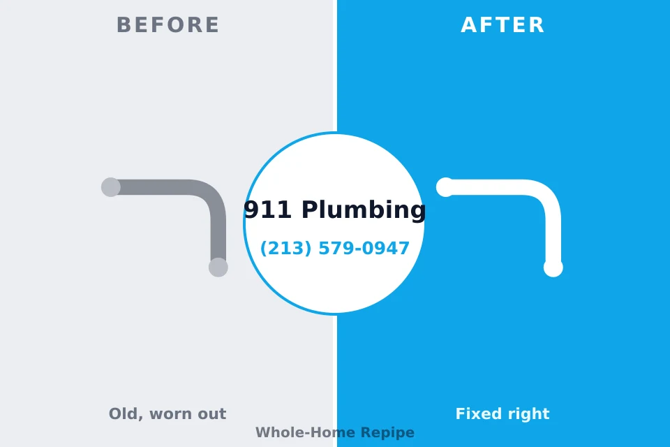 Before and after: plumbing repair Orchard Homes, MT